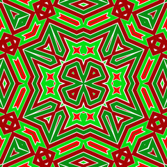 Seamless square pattern red and green. Christmas pattern green and red. Merry Christmas. Happy New Year.