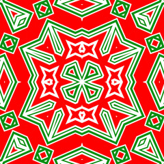 Seamless square pattern red and green. Christmas pattern green and red. Merry Christmas. Happy New Year.