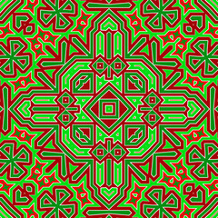 Seamless square pattern red and green. Christmas pattern green and red. Merry Christmas. Happy New Year.