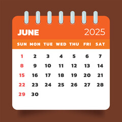 2025 Vector Calendar June
