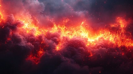 Obraz premium Cosmic Firestorm Exploding Stars and Burning Nebulae in the Vastness of the Universe