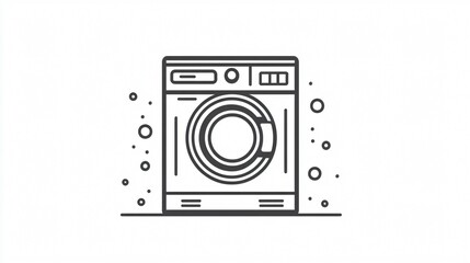 Minimalist Washing Machine Line Icon Vector for Household Appliances