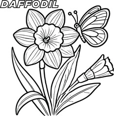 Obraz premium Blooming Beauty Flowers Coloring Page for Kids, Pretty Petals Fun and Relaxing Flower Coloring Page