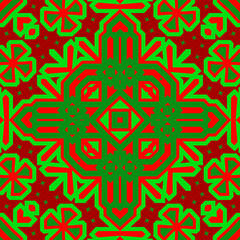 Seamless square pattern red and green. Christmas pattern green and red. Merry Christmas. Happy New Year.