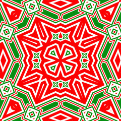 Seamless square pattern red and green. Christmas pattern green and red. Merry Christmas. Happy New Year.