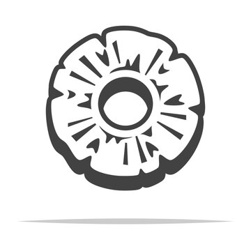 Round pineapple slice icon transparent vector isolated