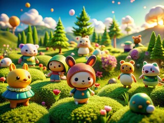 Adorable Tiny Cartoon People Drone Aerial Photography - High-Resolution Images