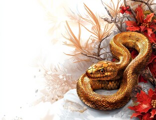 Fototapeta premium Colorful Snake with Flower Design