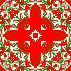 Seamless square pattern red and green. Christmas pattern green and red. Merry Christmas. Happy New Year.