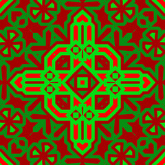Seamless square pattern red and green. Christmas pattern green and red. Merry Christmas. Happy New Year.