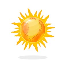 Sun vactor image b, shiny bright sun on white background vactor illustration.