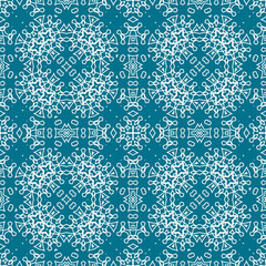 Christmas seamless pattern. Christmas background blue. Snowflake pattern. Happy New Year