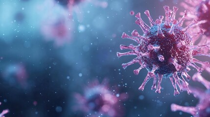 Fototapeta premium Microscopic View of a Virus Particle in a Blue Haze