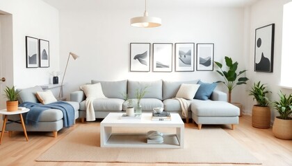 Scandinavian Style - Living Room Interior Design With Scandinavian Concept - Hotel Living Room - Apartment Living Room Interior With Sofa - Interior Design
