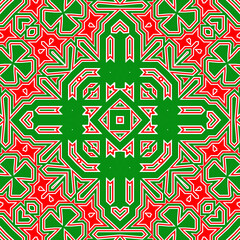 Seamless square pattern red and green. Christmas pattern green and red. Merry Christmas. Happy New Year.