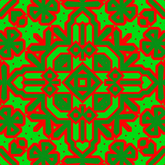 Seamless square pattern red and green. Christmas pattern green and red. Merry Christmas. Happy New Year.
