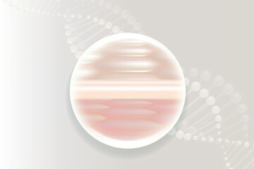 Hyaluronic acid and Niacinamide hair and skin solutions ad, white collagen serum drops into skin cell with cosmetic advertising background ready to use, illustration vector.