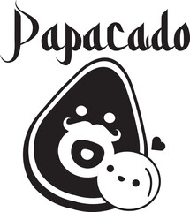 Obraz premium Papacado text vector Design, Graphic and illustration