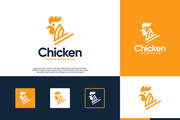 abstract chicken head logo with line art style ,rooster ,strong, graphic design template. © dhulpikir