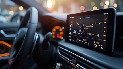Detailed close up view of a diagnostic OBD II scanner device plugged into the dashboard port of a car  The scanner is used to analyze engine and vehicle data for maintenance and repair purposes