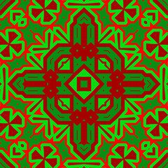 Seamless square pattern red and green. Christmas pattern green and red. Merry Christmas. Happy New Year.