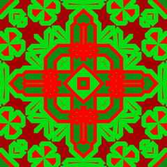 Seamless square pattern red and green. Christmas pattern green and red. Merry Christmas. Happy New Year.