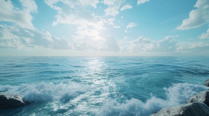 Fototapeta premium peaceful ocean,calm waves, gentle tides, serene seascape