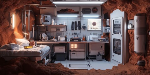 Mars Colony Habitat Interior Futuristic Living on Red Planet