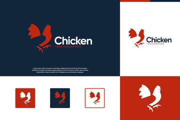 Obraz premium chicken silhouette with negative space style, animal character, graphic vector illustration.