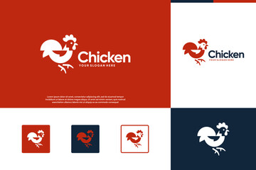 abstract rooster, modern farm, mascot, vector graphic design.