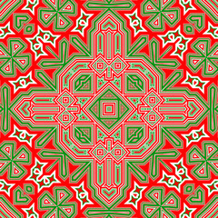 Seamless square pattern red and green. Christmas pattern green and red. Merry Christmas. Happy New Year.