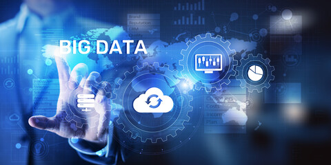 Big data analytics platform, business intelligence and modern technology concept on vitual screen.