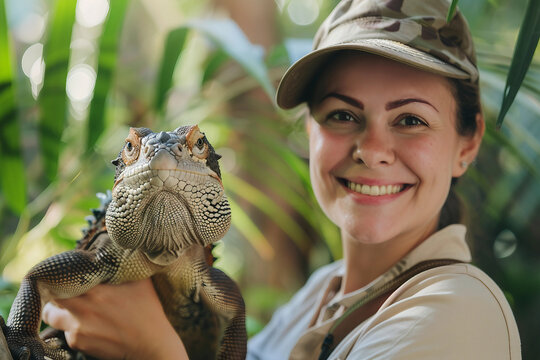 AI generated image of a wildlife activity in nature zoologist tourist