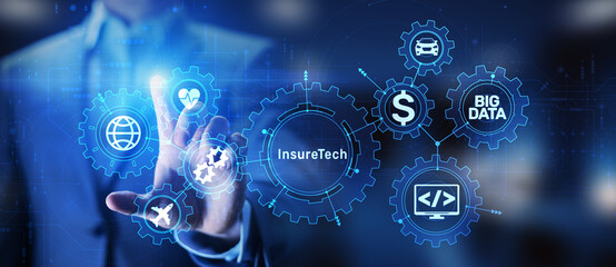 Insurtech Insurance technology online business finance concept on screen.