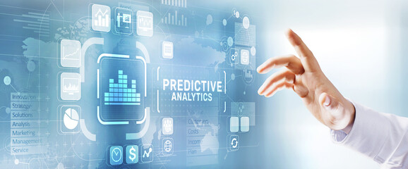 Predictive analytics Big Data analysis Business intelligence internet and modern technology concept on virtual screen.