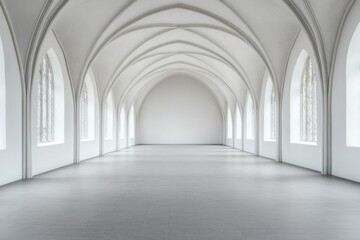 Fototapeta premium Minimalist architectural interior design spacious hall photography modern aesthetic wide angle symmetrical beauty