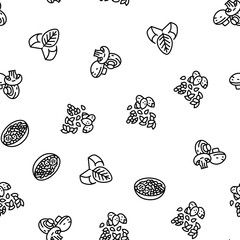 vegan food fresh organic vector seamless pattern thin line illustration