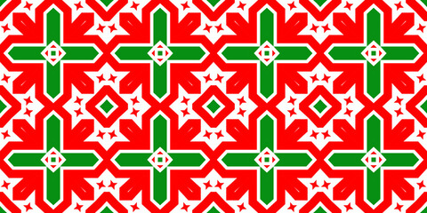 Seamless pattern banner red and green. Festive red and green Christmas pattern. Merry Christmas. Happy New Year.
