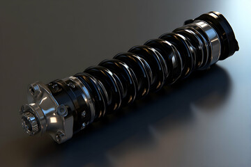 Close-Up of a Heavy-Duty Shock Absorber Coil Spring Component