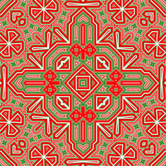 Seamless square pattern red and green. Christmas pattern green and red. Merry Christmas. Happy New Year.