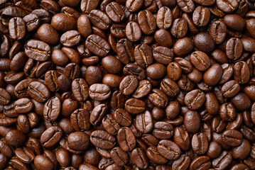 Roasted coffee beans background, Arabica coffee