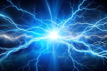 Blue electric current lightning on a background, electric, current, lightning, blue, energy, power, technology,abstract, background