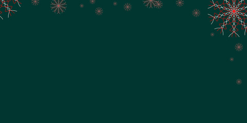 Merry Christmas and Happy New Year. Green background with snowflakes. Copy space. Blank for design