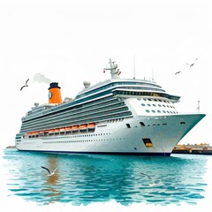 Fototapeta premium Ocean Majesty: Cruise Ship at Sea 