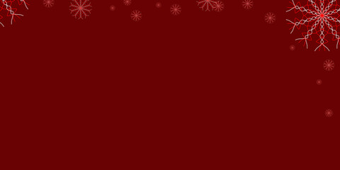 Red background frame with snowflakes. copy space. Blank for design. Merry Christmas and Happy New Year. Red background
