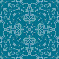Christmas seamless pattern. Christmas background blue. Snowflake pattern. Happy New Year