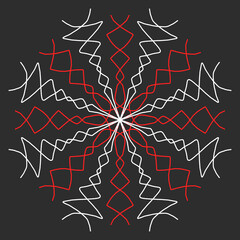 Red snowflakes on a gray background. Seamless pattern of snowflakes. Christmas background. Happy New Year
