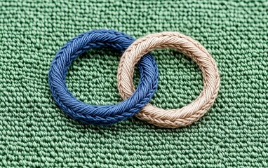 Obraz premium Intertwined Braided Rings on Green Fabric Texture