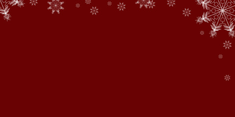 Red background frame with snowflakes. copy space. Blank for design. Merry Christmas and Happy New Year. Red background