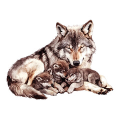 Obraz premium Winter Gray Wolf Clipart Vector Illustration